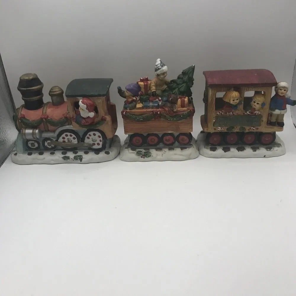 Christmas Train Hand Painted Porcelain‎ Bisque Santa Claus Toys